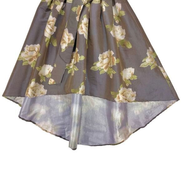 Stella Tweed Skirt Womens M Brown Floral Print Asymmetrical Pleated Eveningwear - Picture 6 of 12
